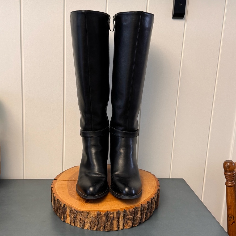 Classic Tall Black Water Resistant Riding Boots by Aqua Diva, Synthetic size 38M